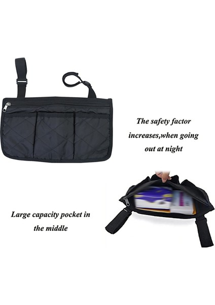 Tekerlekli Sandalye Kol Dayanağı Saklama Çantası, Bebek Arabası Için Su Geçirmez Siyah Yürüteç Saklama Keseli Yanlara Asılabilen Yan Çantalar (Yurt Dışından) modelleri