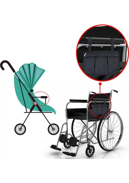 Tekerlekli Sandalye Kol Dayanağı Saklama Çantası, Bebek Arabası Için Su Geçirmez Siyah Yürüteç Saklama Keseli Yanlara Asılabilen Yan Çantalar (Yurt Dışından) indirimleri