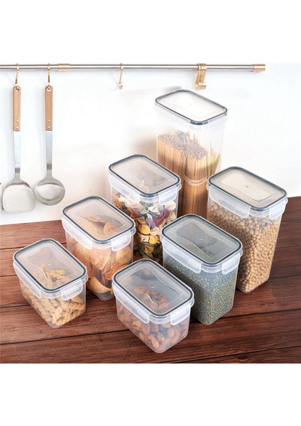 Adet Kapaklı Mühürlü Şeffaf Saklama Kabı Seti, Tahıl Şekeri Saklama Kutusu, Mutfak Gıda Saklama Kutusu Seti (Yurt Dışından) indirimleri