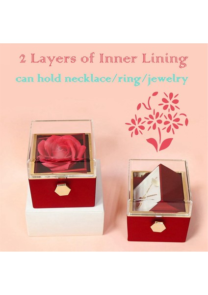 Gül Yüzük Kutusu 360° Dönebilen Kadife Mücevher Kutusu Ebedi Gül Kutusu Sevgililer Günü Anneler Günü Romantik Hediyeler Için, Göl Mavisi (Yurt Dışından) modelleri