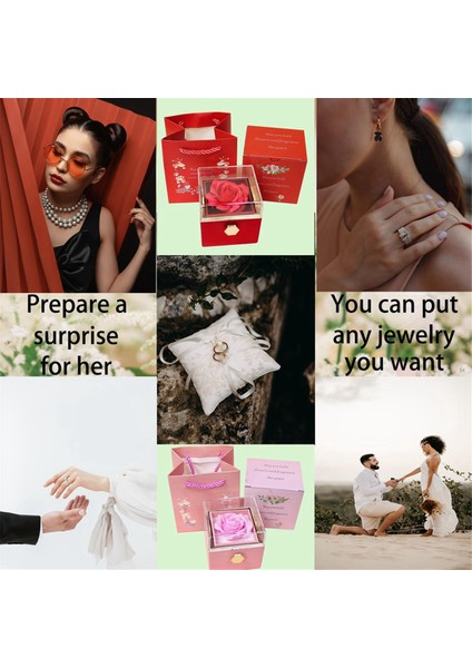 Gül Yüzük Kutusu 360° Dönebilen Kadife Mücevher Kutusu Ebedi Gül Kutusu Sevgililer Günü Anneler Günü Romantik Hediyeler Için, Göl Mavisi (Yurt Dışından) indirimleri