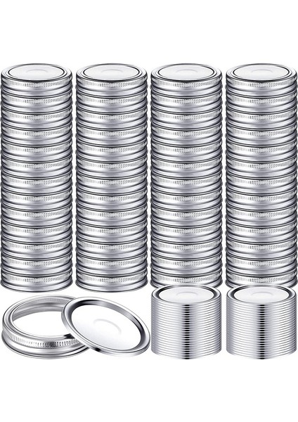 100 Parça Konserve Kavanozu Kapakları ve Bantları Seti Silikon Conta Halkaları Sızdırmaz ve Güvenli Konserveleme ile Bölmeli Tip Kapaklar 70MM (Yurt Dışından)