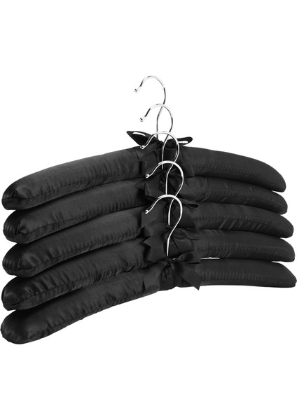 15 Inç Büyük Saten Dolgulu Askılar, Gelinlik, Mont, Takım Elbise, Bluz Için Ipek Askılar (Siyah, 5'li Paket) (Yurt Dışından)