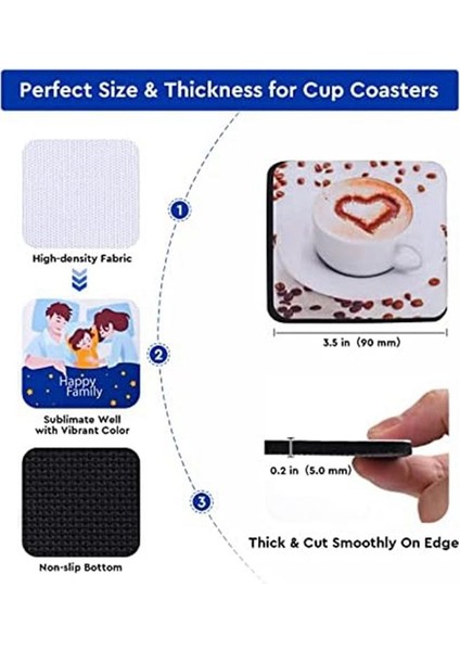 20 Adet Kare Süblimasyon Boşlukları Bardak Altlıkları, 3,5 x 3,5 Inç/5 mm Termal Süblimasyon Dıy El Sanatları Boyama Isı Transferi Için (Yurt Dışından) modelleri