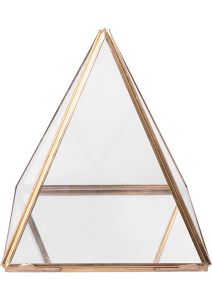Cam Mücevher Kutusu Altın Geometrik Dekoratif Kutu Geometrik Cam Piramit Yüzük Tutucular Düğün Doğum Günü Hediyesi Için (Yurt Dışından)