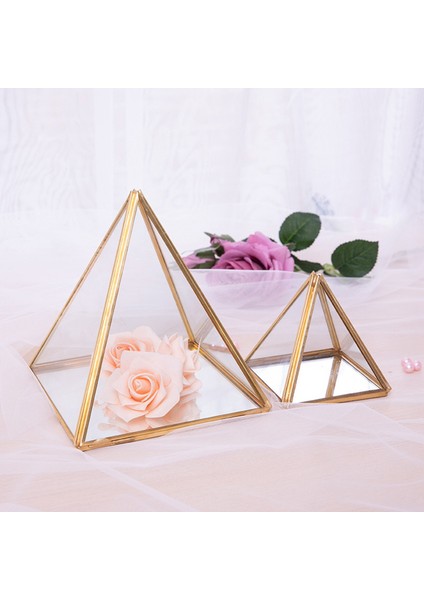 Cam Mücevher Kutusu Altın Geometrik Dekoratif Kutu Geometrik Cam Piramit Yüzük Tutucular Düğün Doğum Günü Hediyesi Için (Yurt Dışından) fiyatları