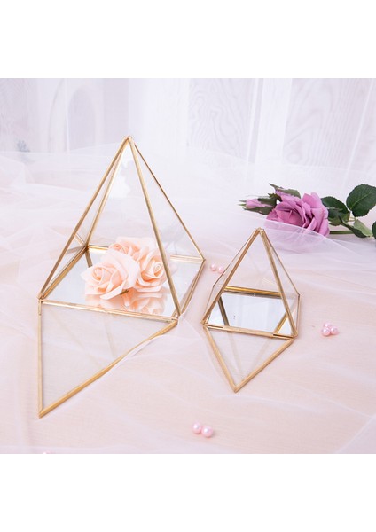 Cam Mücevher Kutusu Altın Geometrik Dekoratif Kutu Geometrik Cam Piramit Yüzük Tutucular Düğün Doğum Günü Hediyesi Için (Yurt Dışından) modelleri