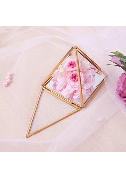 Cam Mücevher Kutusu Altın Geometrik Dekoratif Kutu Geometrik Cam Piramit Yüzük Tutucular Düğün Doğum Günü Hediyesi Için (Yurt Dışından) indirimleri
