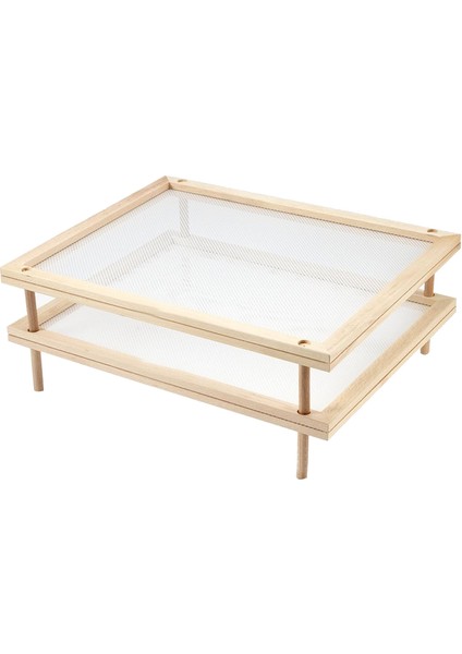 Ağlı Istife Edilebilir Gıda Kurutma Makinesi Ahşap Makarna ve Ot Kurutma Rafları Çok Amaçlı 2 Katlı Gıda Kurutma Tutucu (Yurt Dışından)