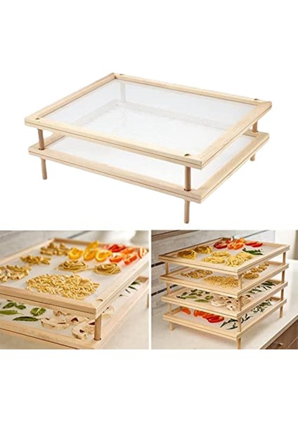 Ağlı Istife Edilebilir Gıda Kurutma Makinesi Ahşap Makarna ve Ot Kurutma Rafları Çok Amaçlı 2 Katlı Gıda Kurutma Tutucu (Yurt Dışından) fiyatları