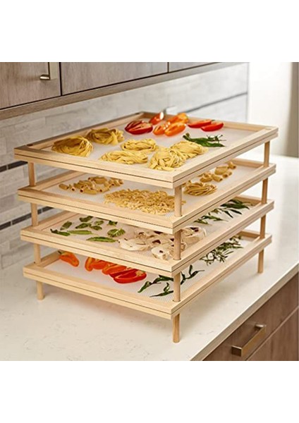 Ağlı Istife Edilebilir Gıda Kurutma Makinesi Ahşap Makarna ve Ot Kurutma Rafları Çok Amaçlı 2 Katlı Gıda Kurutma Tutucu (Yurt Dışından) fırsatları