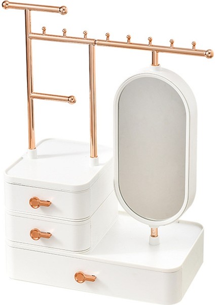 Aynalı ve Çekmeceli Mücevher Kutusu Düzenleyici, Küpeler, Bilezikler, Kolyeler ve Saç Aksesuarları Için Mücevher Saklama Kutusu - C (Yurt Dışından)