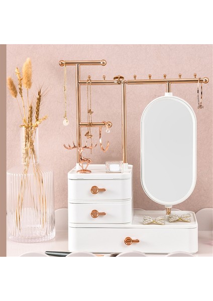 Aynalı ve Çekmeceli Mücevher Kutusu Düzenleyici, Küpeler, Bilezikler, Kolyeler ve Saç Aksesuarları Için Mücevher Saklama Kutusu - C (Yurt Dışından) modelleri