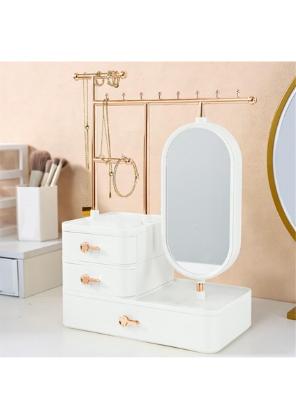 Aynalı ve Çekmeceli Mücevher Kutusu Düzenleyici, Küpeler, Bilezikler, Kolyeler ve Saç Aksesuarları Için Mücevher Saklama Kutusu - C (Yurt Dışından) fırsatları