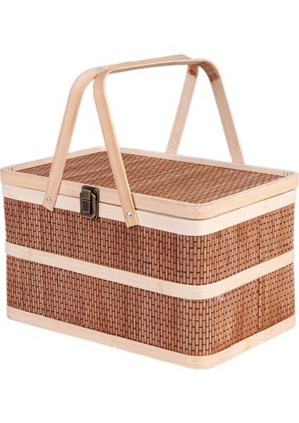 Dokuma Sepetler Bambu Taşınabilir Piknik Meyveleri Doğal Tutucu Kapaklı Ekmek Zongzi Düzenleyici (Yurt Dışından)