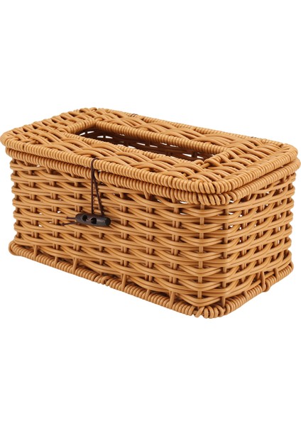 Rattan Dikdörtgen Mendil Kutusu Kapağı - Boho Dekoratif Dokuma Mendillik, Ev Için Vintage Çiftlik Evi Mendil Kutusu (Yurt Dışından)