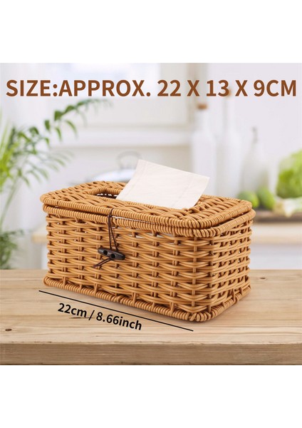 Rattan Dikdörtgen Mendil Kutusu Kapağı - Boho Dekoratif Dokuma Mendillik, Ev Için Vintage Çiftlik Evi Mendil Kutusu (Yurt Dışından) fırsatları