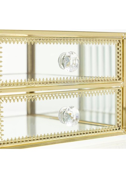Çekmeceli Cam Düzenleyici - Altın Dokunuşlu Şık Tuvalet Masası Saklama Alanı, Rujlar ve Fırçalar Için Harika, Net Görünürlük (Yurt Dışından) modelleri