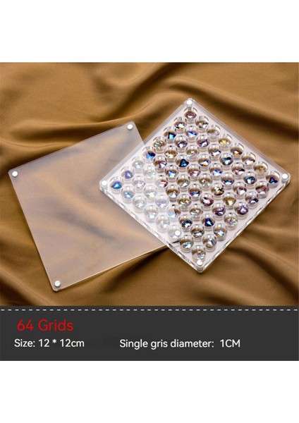 36/64 Izgara Akrilik Tırnak Sanatı Yapay Elmas Saklama Kutusu Izgaraları Tırnak Takıları Takı Dekorasyon Kutusu (Yuvarlak) (Yurt Dışından) fiyatları