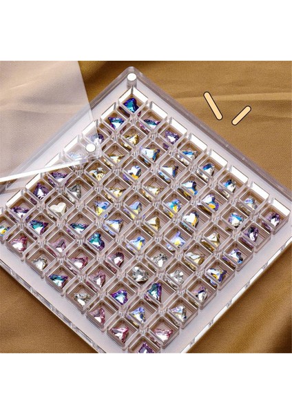 36/64 Izgara Akrilik Tırnak Sanatı Yapay Elmas Saklama Kutusu Izgaraları Tırnak Takıları Takı Dekorasyon Kutusu (Yuvarlak) (Yurt Dışından) indirimleri