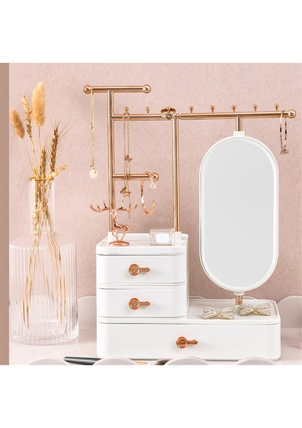 Aynalı ve Çekmeceli Mücevher Kutusu Düzenleyici, Küpeler, Bilezikler, Kolyeler ve Saç Aksesuarları Için Mücevher Saklama Kutusu - A (Yurt Dışından) modelleri