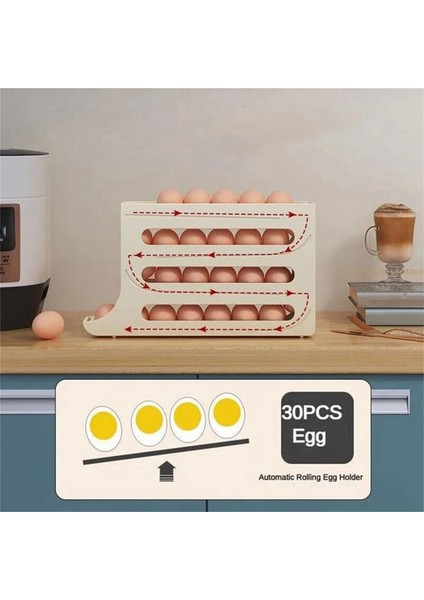 Buzdolabı Için 4 Katlı Yumurtalık, Buzdolabı Için Yumurtalık, Yumurta Dağıtıcı Otomatik Yuvarlanan Yumurta Tepsisi Saklama 30 Yumurta Gri (Yurt Dışından) fırsatları