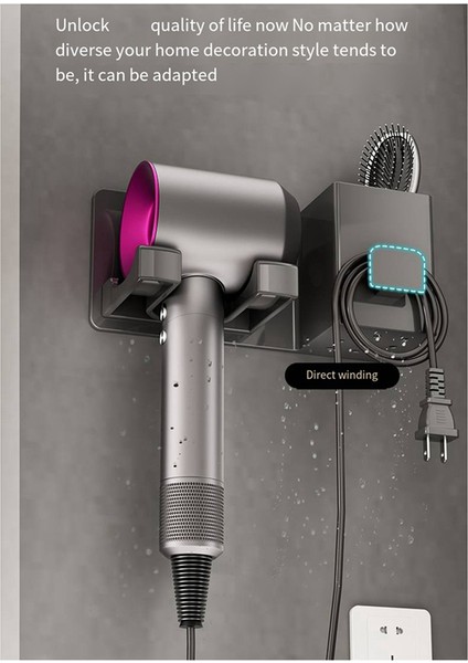 Dyson Saç Kurutma Makinesi Tutucu Saklama Rafı, Delmesiz Banyo Tuvalet Saç Kurutma Makinesi Askılı Saklama Rafı Için Uygundur (Yurt Dışından)