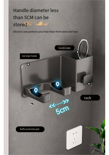 Dyson Saç Kurutma Makinesi Tutucu Saklama Rafı, Delmesiz Banyo Tuvalet Saç Kurutma Makinesi Askılı Saklama Rafı Için Uygundur (Yurt Dışından) fırsatları