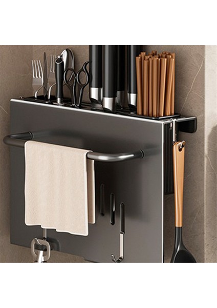 Duvara Monte Alet Tutucu, Mutfak Alet Rafı, Çok Amaçlı Askılı Depolama Düzenleyici Rafı ve Doğrama Tahtası Tutucu Siyah (Yurt Dışından) modelleri