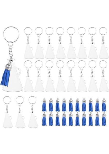 Püsküllü Tezahürat Megafonu Anahtarlıkları, Kendin Yap El Sanatları Projesi Mezuniyet Hediyesi, Mavi (Yurt Dışından)