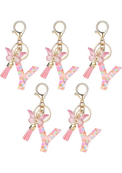 Stili Harf Kolye Pembe Sevimli Baş Harf Anahtarlık Kelebek Anahtarlık (Yurt Dışından)