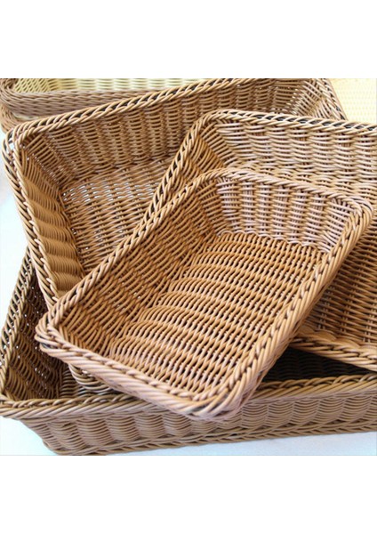 Depolama Sepeti El Yapımı Dikdörtgen Rattan Organizasyon Hasır Ekmeklik Meyve Sebze Atıştırmalık Gıda Kabı Xl (Yurt Dışından) modelleri