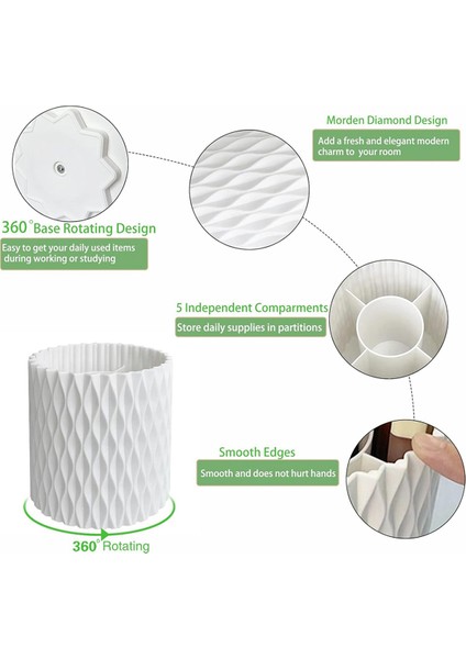 Masa Kalemliği, 5 Yuvalı 360 Derece Dönebilen Kalemlik, Makyaj Fırçası Tutucu, Ev Için Çok Işlevli Kalem Düzenleyici (Yurt Dışından) modelleri