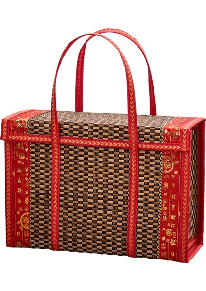 Meyve Sepeti Bambu Dokuma Taşınabilir Basit Elde Taşınabilir Piknik Gıda Kabı Katlanabilir Atıştırmalık Kapları Çocuklar Için 36X15X25CM, A (Yurt Dışından)