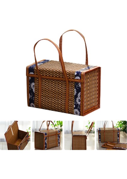 Meyve Sepeti Bambu Dokuma Taşınabilir Basit Elde Taşınabilir Piknik Gıda Kabı Katlanabilir Atıştırmalık Kapları Çocuklar Için 36X15X25CM, A (Yurt Dışından) modelleri