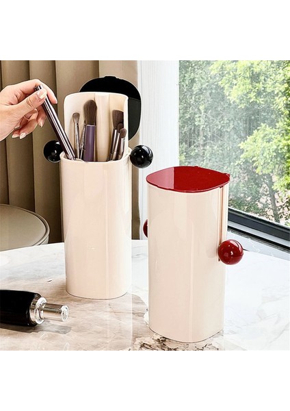 Otomatik Kaldırmalı Toz Geçirmez Dört Bölmeli Makyaj Fırçası Saklama Tutucu, Kozmetik Makyaj Fırçası Tutucu Siyah (Yurt Dışından) indirimleri