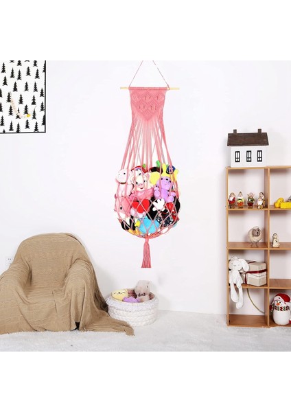 Peluş Oyuncak Saklama Ağı Veya Oyuncak Hamağı Makrome Duvar Askısı Ağı Peluş Oyuncak Saklama Için Kreş Düzenleyici Siyah (Yurt Dışından) modelleri