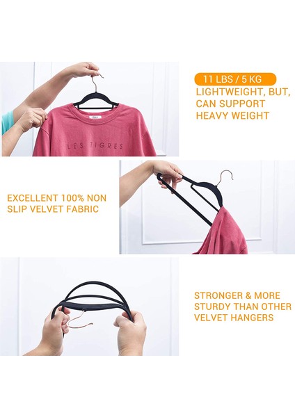 20'li Paket Kadife Askılar Kaymaz Keçe Askılar, Yerden Tasarruf Sağlayan Palto Askıları (Siyah) (Yurt Dışından) modelleri