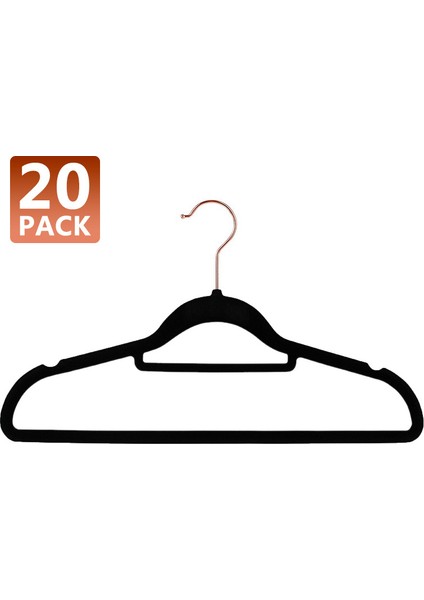 20'li Paket Kadife Askılar Kaymaz Keçe Askılar, Yerden Tasarruf Sağlayan Palto Askıları (Siyah) (Yurt Dışından) indirimleri