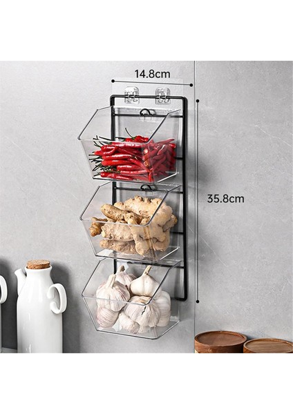 Bölmeli Duvara Monte Zencefil Sarımsak Kabı Tezgah Üstü Soğan ve Patates Saklama Kutusu Metal Raflı, Uzunluk 40 cm (Yurt Dışından) fiyatları