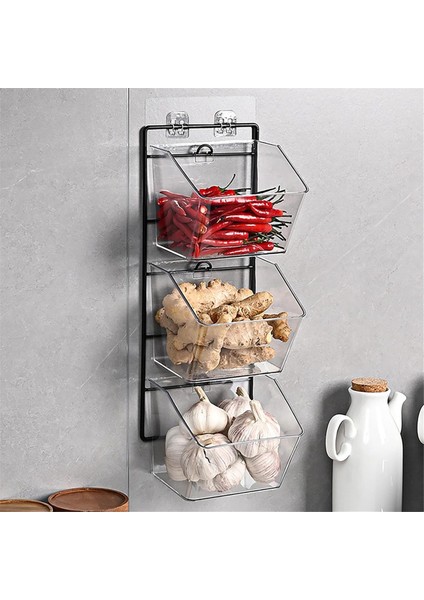 Bölmeli Duvara Monte Zencefil Sarımsak Kabı Tezgah Üstü Soğan ve Patates Saklama Kutusu Metal Raflı, Uzunluk 40 cm (Yurt Dışından) modelleri