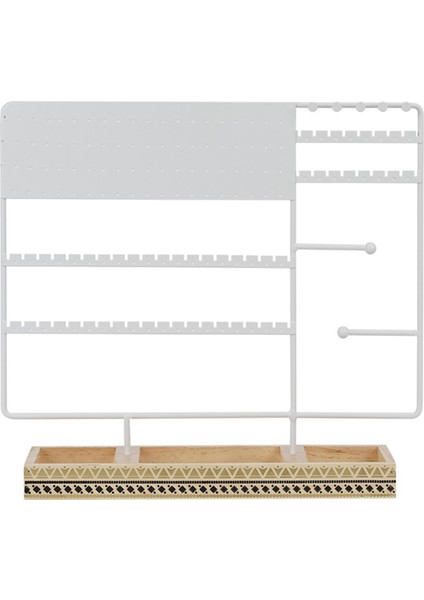 Çok Işlevli Mücevher Rafı Masif Ahşap Tabanlı Yüzük Saklama Kutusu Küpe Mücevher Rafı Kolye Yüzük Mücevher Kutusu Beyaz (Yurt Dışından)