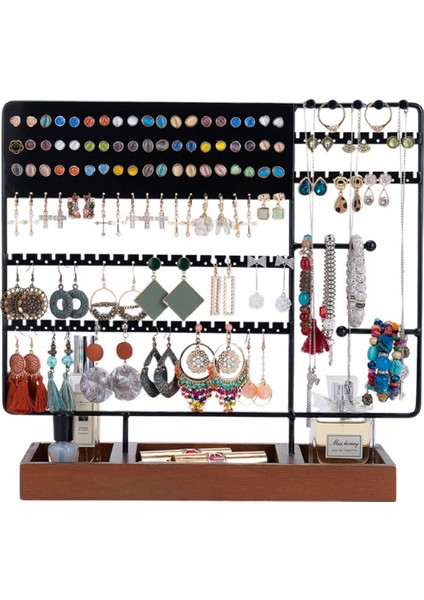 Çok Işlevli Mücevher Rafı Masif Ahşap Tabanlı Yüzük Saklama Kutusu Küpe Mücevher Rafı Kolye Yüzük Mücevher Kutusu Beyaz (Yurt Dışından) fiyatları