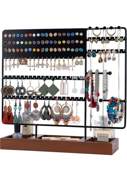 Çok Işlevli Mücevher Rafı Masif Ahşap Tabanlı Yüzük Saklama Kutusu Küpe Mücevher Rafı Kolye Yüzük Mücevher Kutusu Beyaz (Yurt Dışından) fırsatları