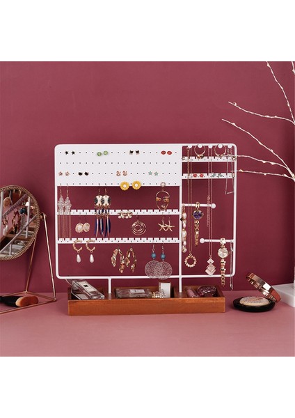 Çok Işlevli Mücevher Rafı Masif Ahşap Tabanlı Yüzük Saklama Kutusu Küpe Mücevher Rafı Kolye Yüzük Mücevher Kutusu Beyaz (Yurt Dışından) indirimleri