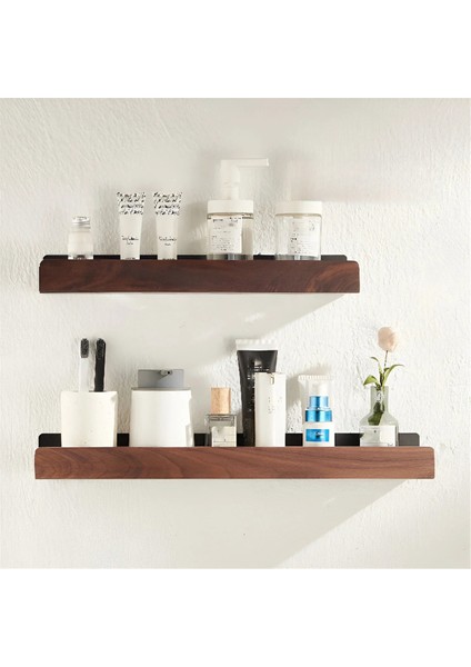 Siyah Ceviz Ahşap Banyo Depolama Rafı Duvara Monte Aydınlatma Lüks Oturma Odası Deliksiz Banyo Depolama Rafı, 20 cm (Yurt Dışından) fırsatları