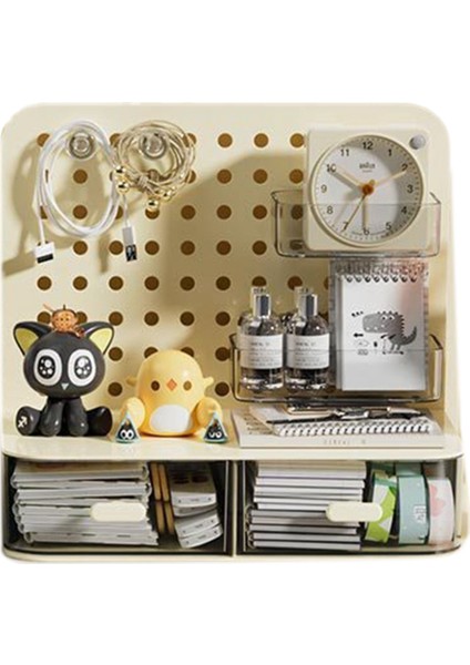 Kanca Çekmece Tipi Delikli Tahta Küçük Kart Standı Ekran Masaüstü Idol Saklama Kutusu Masa Kırtasiye Organizasyon Depolama, B (Yurt Dışından)
