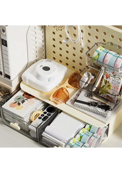 Kanca Çekmece Tipi Delikli Tahta Küçük Kart Standı Ekran Masaüstü Idol Saklama Kutusu Masa Kırtasiye Organizasyon Depolama, B (Yurt Dışından) modelleri