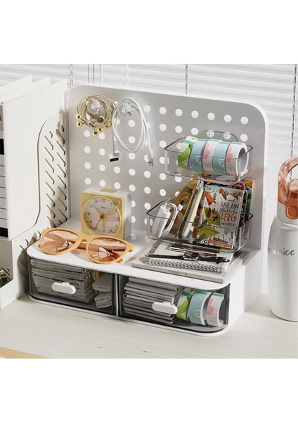 Kanca Çekmece Tipi Delikli Tahta Küçük Kart Standı Ekran Masaüstü Idol Saklama Kutusu Masa Kırtasiye Organizasyon Depolama, B (Yurt Dışından) fırsatları