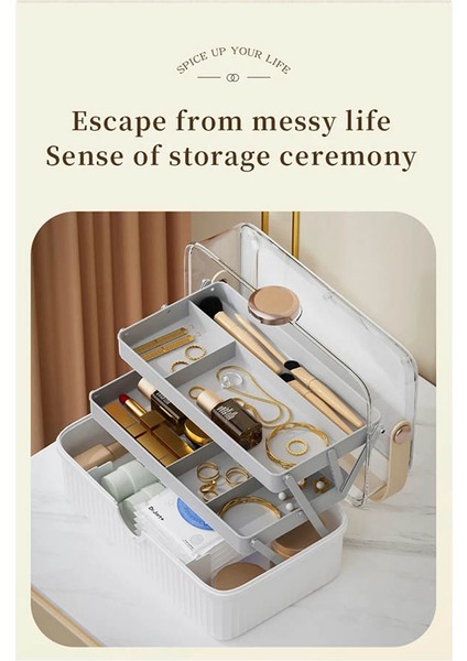 Kozmetik Saklama Kutusu Büyük Kapasiteli Plastik Masaüstü Saklama Kutusu Toz Geçirmez Ruj Kapaklı Ekstra Saklama Kutusu, Fildişi Beyazı (Yurt Dışından) fırsatları